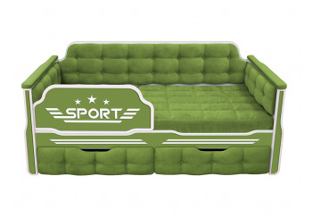 Кровать 160 серии Спорт 2 ящика 76 Зелёный (мягкие боковые накладки) в Венгерово - vengerovo.mebel54.com | фото