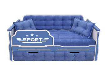 Кровать 190 серии Спорт 1 ящик 85 Синий (подушки) в Венгерово - vengerovo.mebel54.com | фото