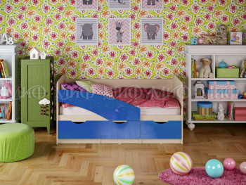 Кровать Бабочки 1,6м (Синий металлик) в Венгерово - vengerovo.mebel54.com | фото