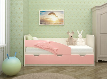 Кровать детская 1,6м Дельфин (Розовый металлик) в Венгерово - vengerovo.mebel54.com | фото