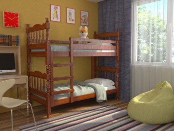 Кровать двухъярусная Соня из массива сосны 800*1890 Орех в Венгерово - vengerovo.mebel54.com | фото