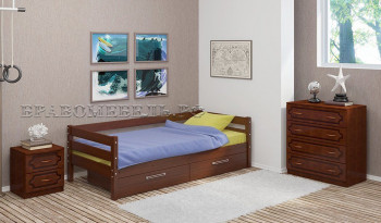 Кровать одинарная ГЛОРИЯ из массива сосны  900*2000 (Орех) в Венгерово - vengerovo.mebel54.com | фото