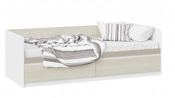 Кровать «Сканди» с 2 ящиками Дуб Гарден/Белый/Глиняный серый в Венгерово - vengerovo.mebel54.com | фото