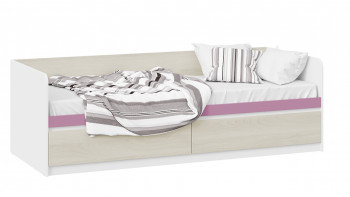 Кровать «Сканди» с 2 ящиками Дуб Гарден/Белый/Лиловый в Венгерово - vengerovo.mebel54.com | фото