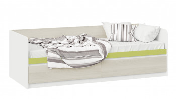 Кровать «Сканди» с 2 ящиками Дуб Гарден/Белый/Зеленый в Венгерово - vengerovo.mebel54.com | фото