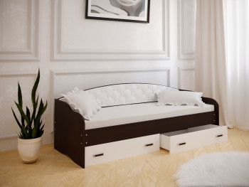 Кровать Софа-7 с мягкой спинкой (800х1900) Венге/ Белый в Венгерово - vengerovo.mebel54.com | фото