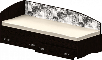 Кровать Софа-9 с мягкой спинкой с рисунком Милана (900х2000) Венге в Венгерово - vengerovo.mebel54.com | фото