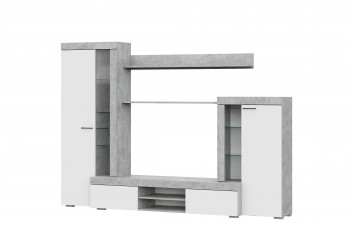 Мебель для гостиной МГС 5 Цемент светлый / Белый в Венгерово - vengerovo.mebel54.com | фото