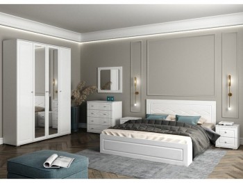 Модульная спальня Барселона (Белый/Белый глянец) в Венгерово - vengerovo.mebel54.com | фото