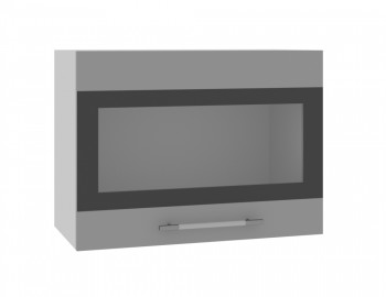 Норд ШВГС 600 Шкаф верхний горизонтальный со стеклом (Софт черный/корпус Белый) в Венгерово - vengerovo.mebel54.com | фото
