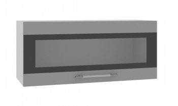 Норд ШВГС 800 Шкаф верхний горизонтальный со стеклом (Софт черный/корпус Белый) в Венгерово - vengerovo.mebel54.com | фото