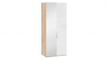 Шкаф для одежды с 1 глухой и 1 зеркальной дверями левый «Эмбер» Яблоня Беллуно/Белый глянец в Венгерово - vengerovo.mebel54.com | фото