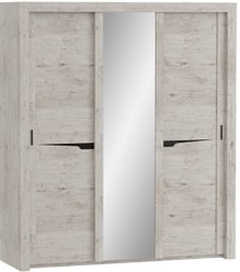 Шкаф трехдверный Соренто с раздвижными дверями Дуб бонифаций/Кофе структурный матовый в Венгерово - vengerovo.mebel54.com | фото